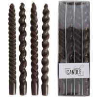 Drip diner kaars spiraal was bruin 10.2x2.7x31 cm 4 stuks HD Collection - Hd collection - thumbnail