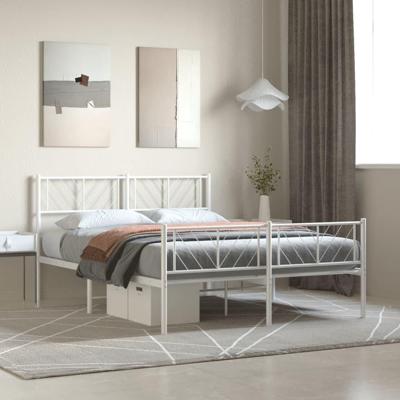 Bedframe met hoofd- en voeteneinde metaal wit 140x190 cm Bedframe met hoofd- en voeteneinde metaal wit 140x190 cm