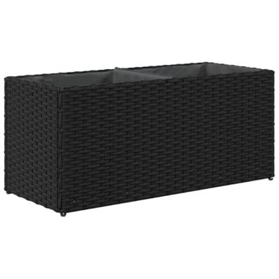 VidaXL Plantenbakken met 2 potten 2 st 72x30x32 cm poly rattan zwart
