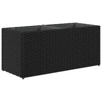 VidaXL Plantenbakken met 2 potten 2 st 72x30x32 cm poly rattan zwart - thumbnail