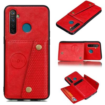 Voor OPPO Realme 5 Pro schokbestendige magnetische PU + TPU beschermhoes met kaartsleuven (rood)