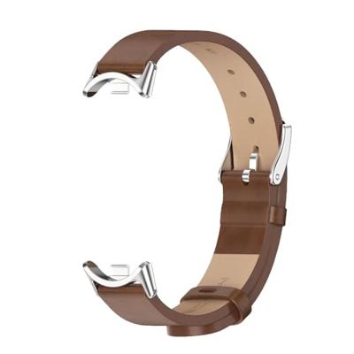 By Qubix - PU leren bandje - Bruin - Compatible met Xiaomi Smart Band 8 & 9 - Compatible Xiaomi bandje