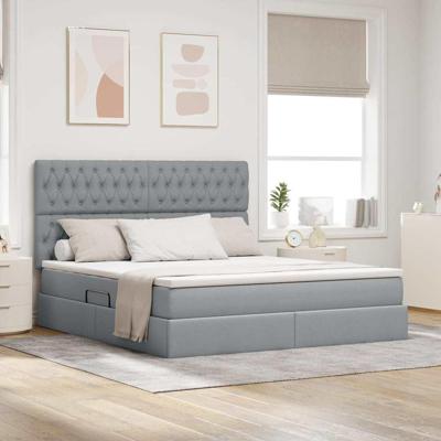 Opslag bed met matras Lichtgrijs 160 x 200 cm Nep Leer