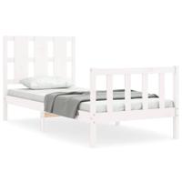 Bedframe zonder matras massief grenenhout wit 90x200 cm - thumbnail