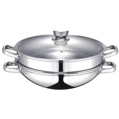 2-in-1 wok - BAUMALU - Alle warmtebronnen inclusief inductie - Glazen deksel - 32 cm