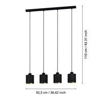 EGLO Zaragoza Hanglamp - E27 - 92,5 cm - Zwart|Goud - thumbnail