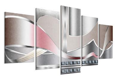 Schilderij- Abstract rose en zilver, 200x100cm