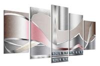 Schilderij- Abstract rose en zilver, 200x100cm - thumbnail