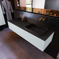 Badkamermeubelset Mondiaz Erin 150 cm met 1 Lade met RIDGE Wastafel Rechts Urban Zonder Kraangaten Greeploos Mat Clay - thumbnail