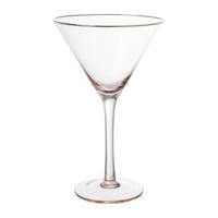 Martiniglas roze gouden rand - glas - 220 ml - thumbnail