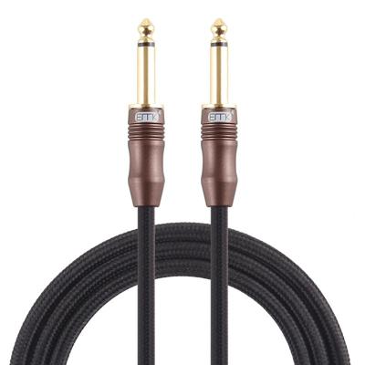 EMK 6.35 mm Male-Male 3 sectie vergulde plug katoen gevlochten audio kabel voor gitaarversterker mixer lengte: 1 5 m (zwart)