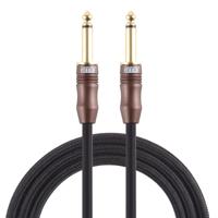 EMK 6.35 mm Male-Male 3 sectie vergulde plug katoen gevlochten audio kabel voor gitaarversterker mixer lengte: 1 5 m (zwart) - thumbnail