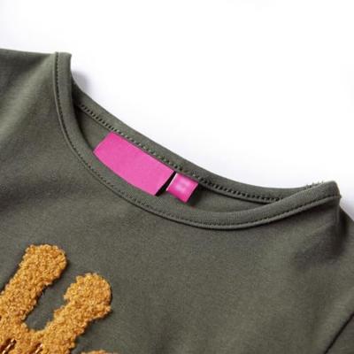 Kindershirt met lange mouwen dierenprint 128 kakikleurig