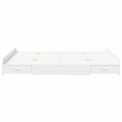 Opbergbedframe met hoofdeinde Wit 160 x 200 cm Bewerkt hout
