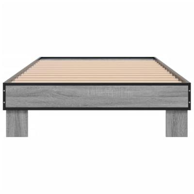 Bedframe bewerkt hout en metaal grijs sonoma eiken 90x200 cm