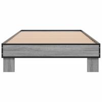 Bedframe bewerkt hout en metaal grijs sonoma eiken 90x200 cm - thumbnail