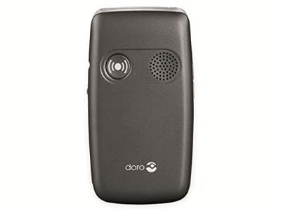Doro Primo 408 by mobiele telefoon met groot kleurendisplay, verlicht toetsenbord, noodoproepknop, valsensor, camera, zaklamp, alarmfunctie, incl. tafellaadstation, 360092, grijs