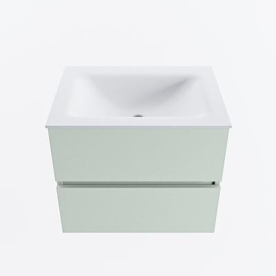 MONDIAZ VICA 60cm badmeubel onderkast Greey 2 lades. Wastafel CLOUD midden zonder kraangat, kleur Talc.