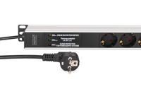 Digitus DN-95438 19 inch 19inch-patchkast Geaarde contactdoos Incl. 2 metalen houders, Overspanningsbescherming Zilver, Zwart - thumbnail