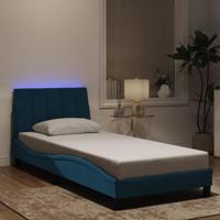 Bedframe met LED zonder matras "Hanko" fluweel blauw 90x200 cm - thumbnail
