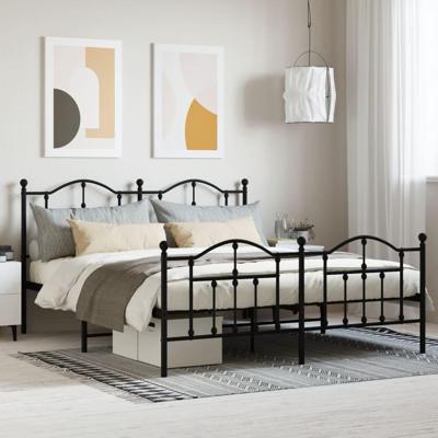 Bedframe met hoofd- en voeteneinde metaal zwart 183x213 cm Bedframe met hoofd- en voeteneinde metaal zwart 183x213 cm