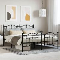 Bedframe met hoofd- en voeteneinde metaal zwart 183x213 cm - thumbnail