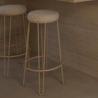 Light & Living Barkruk 'Alice' Bouclé, kleur Crème (zithoogte 73cm) - thumbnail