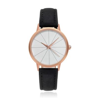 Dameshorloge van LGT JWLS met Zwarte Lederen Band en Rose Behuizing Dameshorloge van LGT JWLS met Zwarte Lederen Band en Rose Behuizing