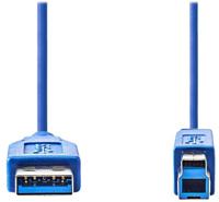 USB-A naar USB-B kabel - USB3.0 - tot 2A / blauw - 3 meter - thumbnail