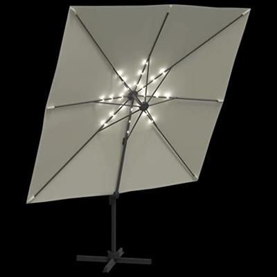 VidaXL Zweefparasol met led-verlichting 400x300 cm zandwit