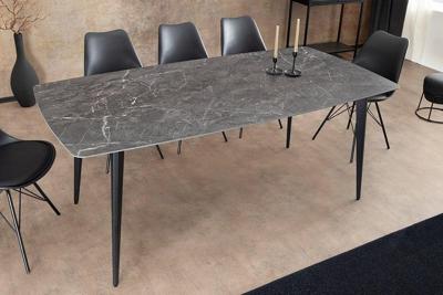 Moderne eettafel MILANO 160 cm antraciet keramiek zwarte metalen poten - 46992