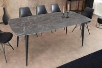 Moderne eettafel MILANO 160 cm antraciet keramiek zwarte metalen poten - 46992 - thumbnail
