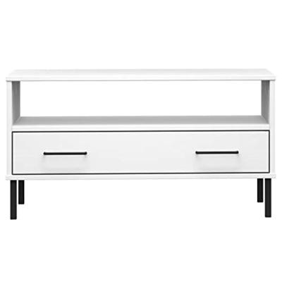 Salontafel met metalen poten OSLO 85x50x45 cm masssief hout wit