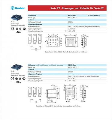 Finder 92.03 Relaissocket Geschikt voor serie: Finder serie 62 Finder 62.31, Finder 62.32, Finder 62.33 (l x b x h) 91.3 x 40 x 60.9 mm 1 stuk(s) Finder 92.03 Relaissocket Geschikt voor serie: Finder serie 62 Finder 62.31, Finder 62.32, Finder 62.33 (l x b x h) 91.3 x 40 x 60.9 mm 1 stuk(s)