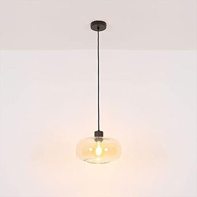 Globo Zwarte hanglampGiuseppe amber glas - 15566HA