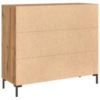 Dressoir 90x34x80 cm bewerkt hout artisanaal eikenkleurig - thumbnail