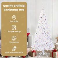 Kunstkerstboom met 300 LED Wit 180 cm PVC en staal - thumbnail