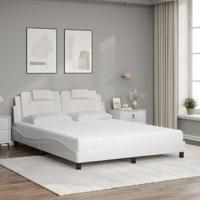 Bed met matras kunstleer wit 160x200 cm - thumbnail