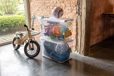 Curver handy+ opbergbox 65 liter + wielen transparant