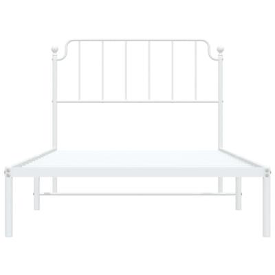 Bedframe met hoofdbord metaal wit 107x203 cm