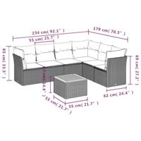 7-delige Loungeset met kussens poly rattan beige - thumbnail