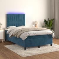 Boxspring met matras en LED fluweel donkerblauw 120x200 cm - thumbnail