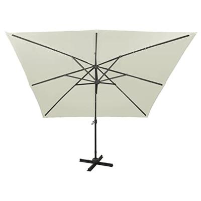 VidaXL Zweefparasol met paal en led-verlichting 300 cm zandkleurig