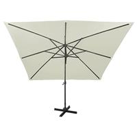 VidaXL Zweefparasol met paal en led-verlichting 300 cm zandkleurig - thumbnail