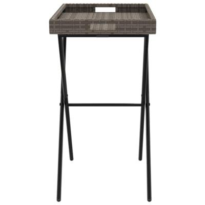 Dienbladtafel inklapbaar 65x40x75 cm poly rattan grijs - thumbnail