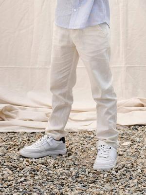 Chinobroek jongens katoen/linnen lichtbeige