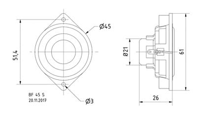 Visaton BF 45 S - 8 Ohm 1.8 inch 4.5 cm Breedband-luidspreker 4 W 8 Ω Zwart Aluminium membraan