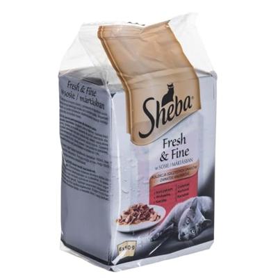 Sheba Fresh Fine Sachet Natvoer voor katten in saus met kip en rundvlees, 36 portiezakken 6 x (6 x 50 g)