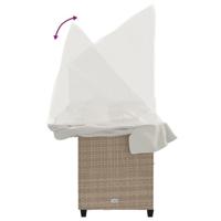 Ligbed met luifel en kussen poly rattanbeige - thumbnail