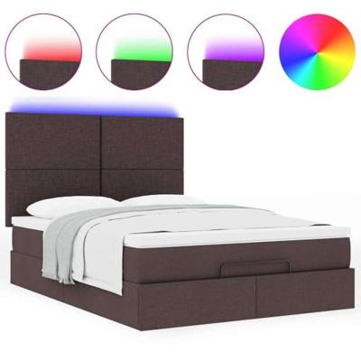 Ottoman bed met matras en LED's 140x190cm stof donkerbruin